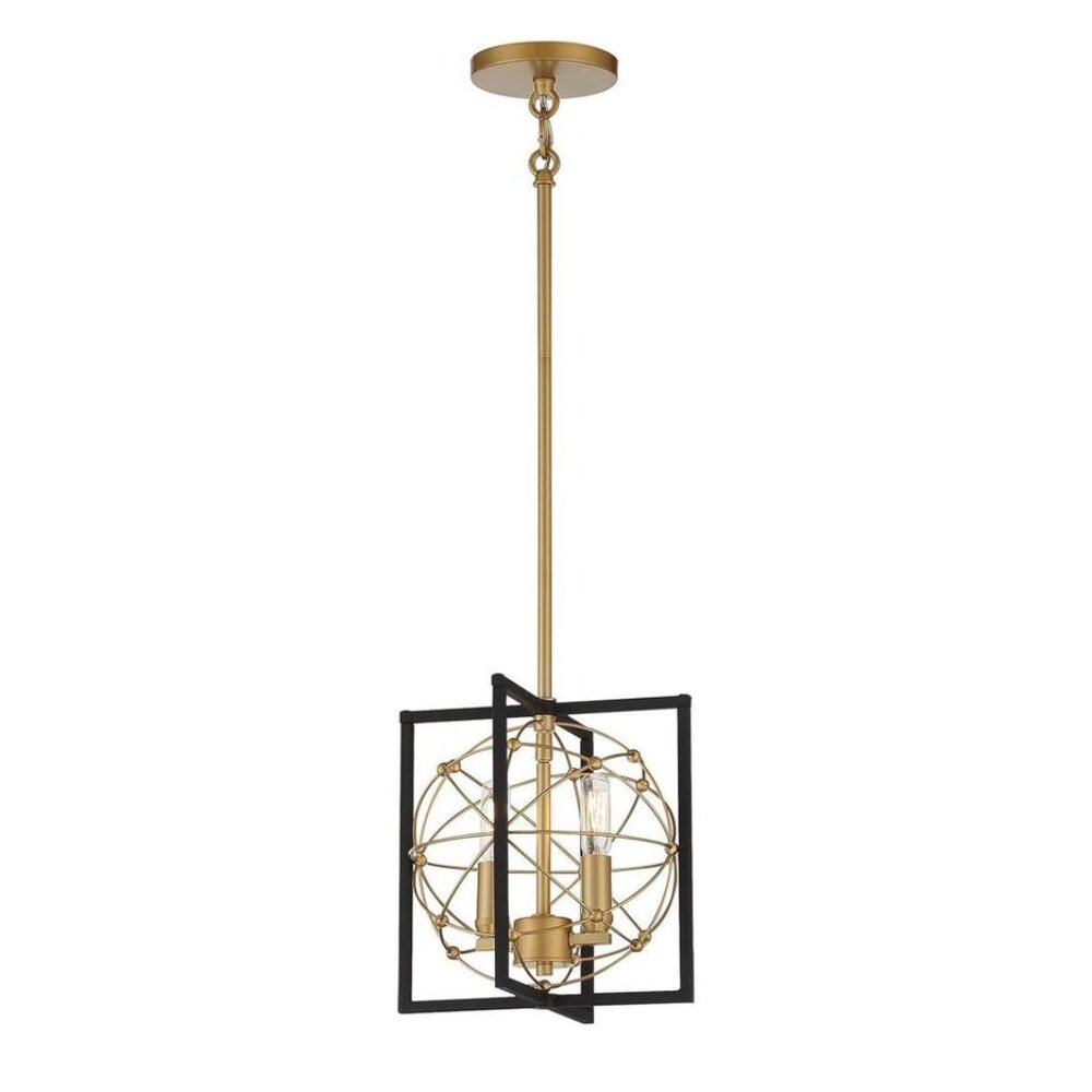 NEW! Minka Lavery Titans Trace Pendant, 2-Light 120 Watts, Sand Coal & Gold